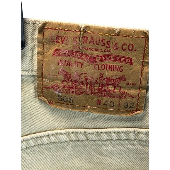 Levis 505 Men's Regular Fit Beige Jeans W40 L32 Cotton Denim Straight Leg Casual - Picture 5 of 10